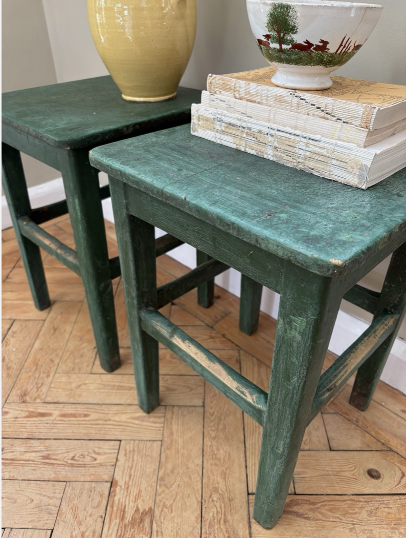 Rustic Painted Tables / Stools - pair