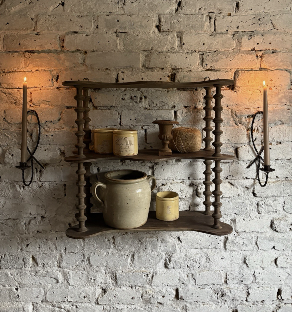 Natural Wood Cotton Reel Shelf