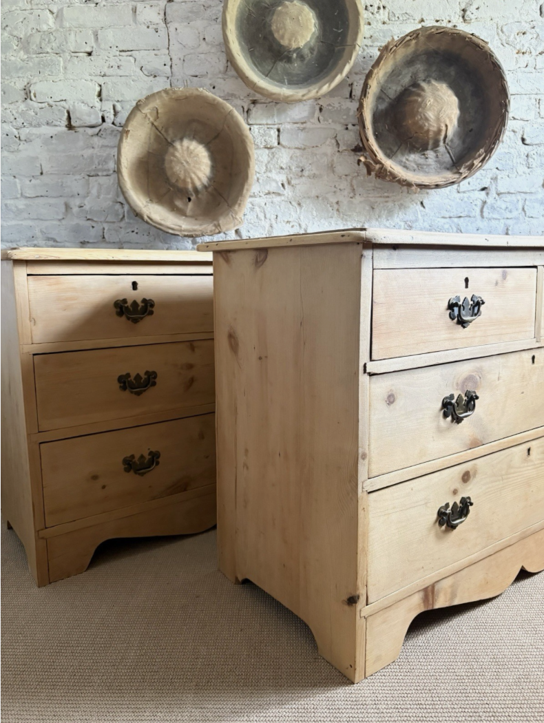 Antique Pine Chest Of Drawers - pair