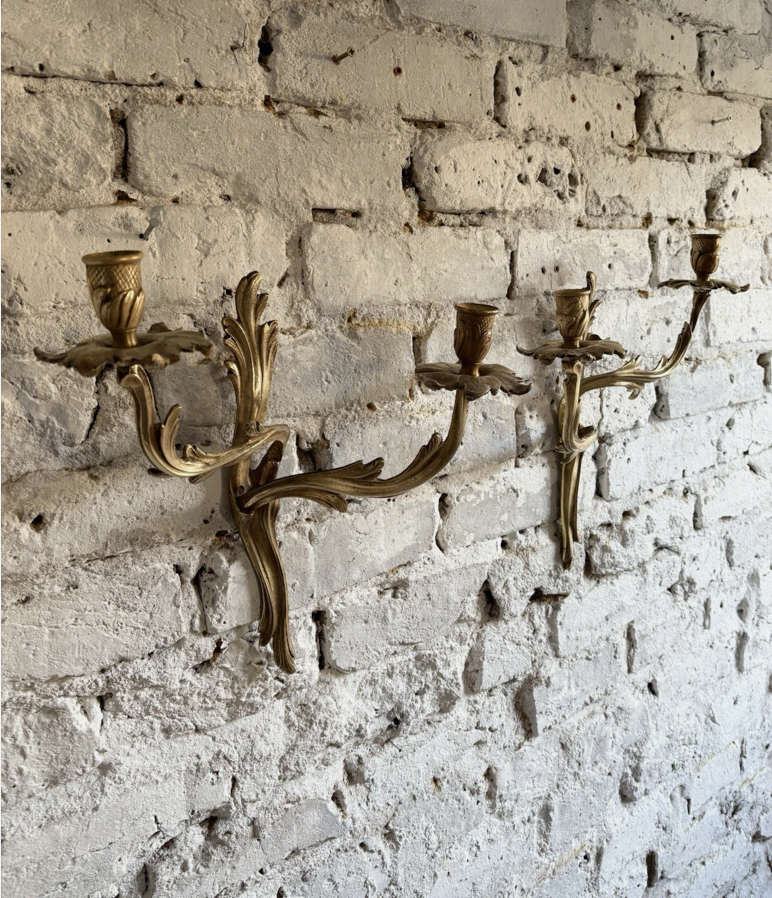 French Cast Bronze Candlelabra - pair