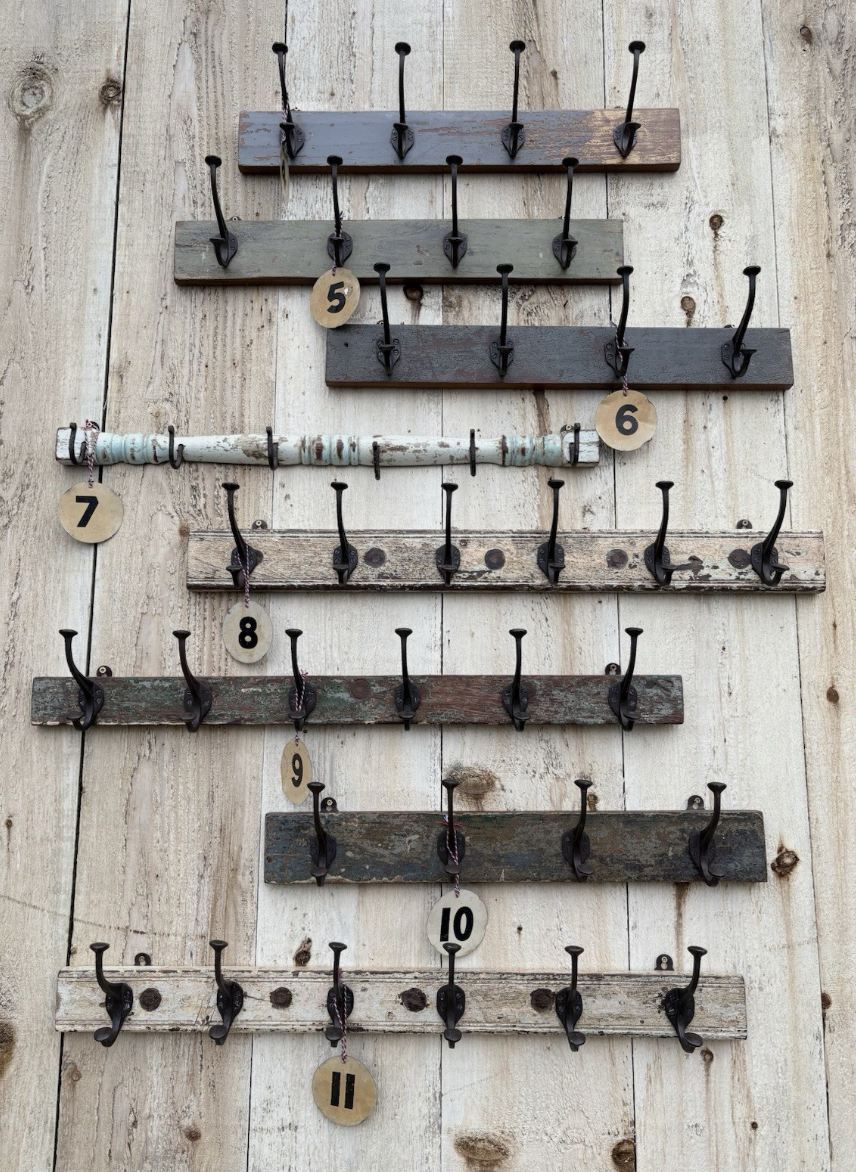 Vintage Distressed Painted Rustic Coat Hooks