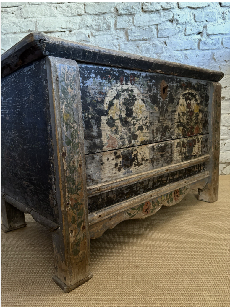 Antique French Folk Art Painted Chest