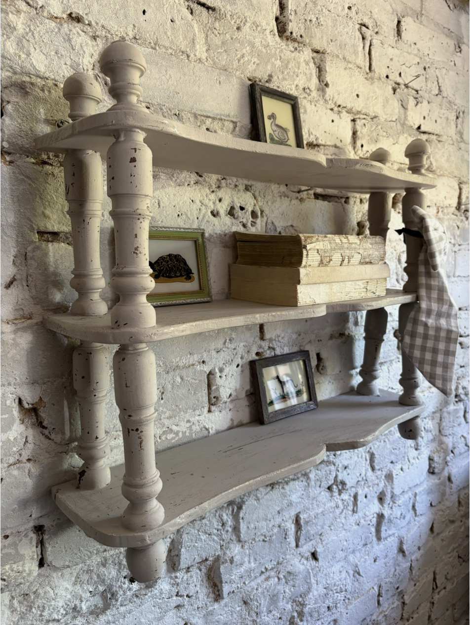 Rustic Painted French Wall Shelf