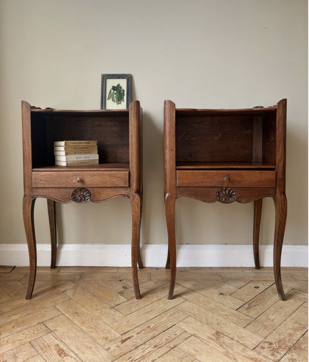 French Solid Oak Bedsides - pair