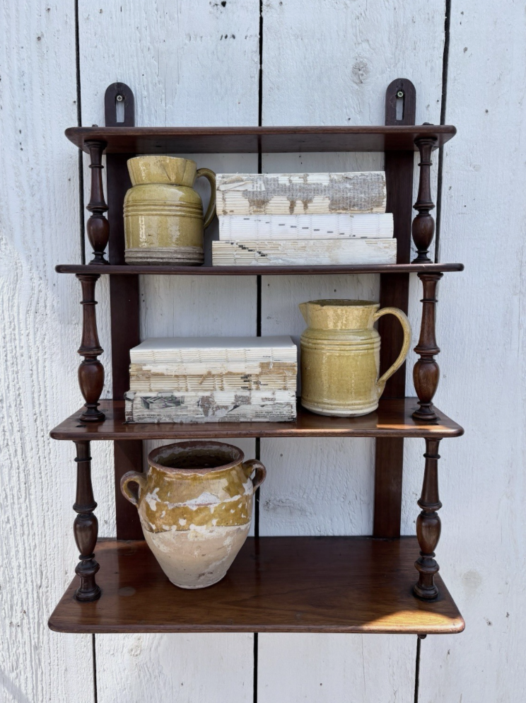 French Vintage Mahogany Tiered Wall Shelves