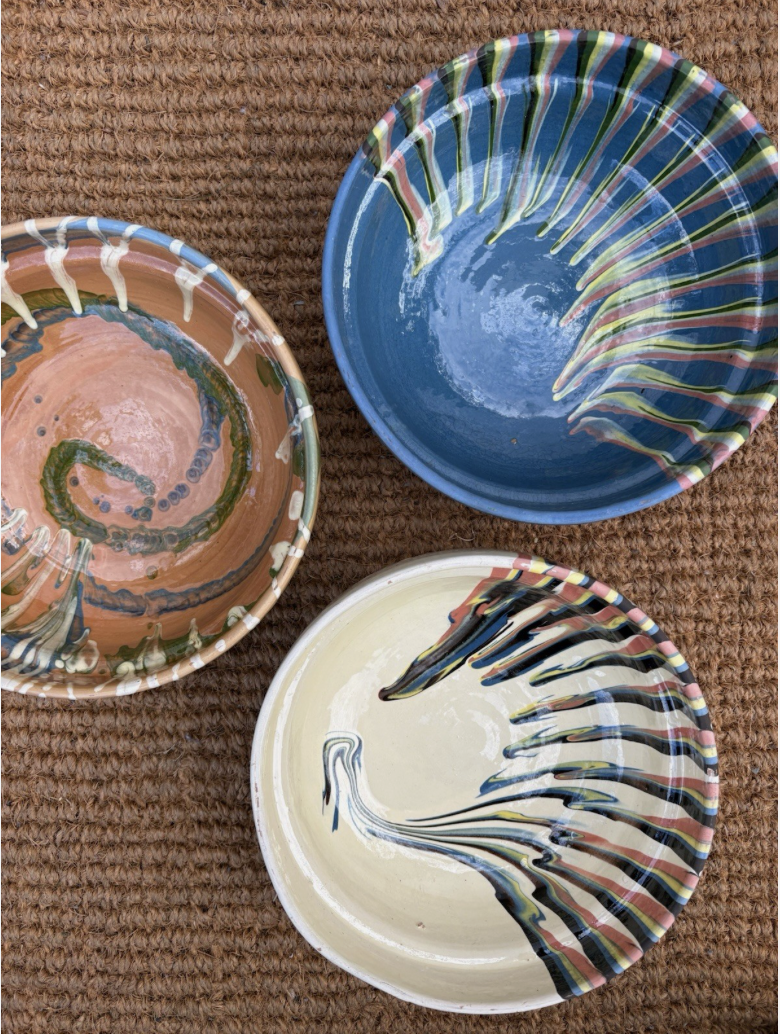 Romanian Glazed Terracotta Fruit / Pasta Bowls (23cm Diameter )