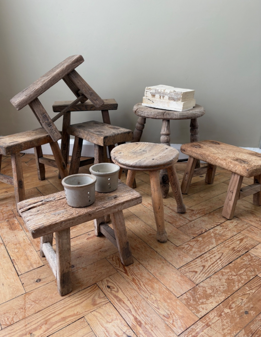 Rustic Elm Stools