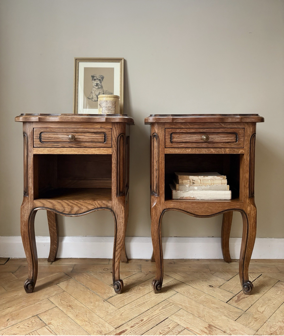 French Mid Century Bedside Tables - pair