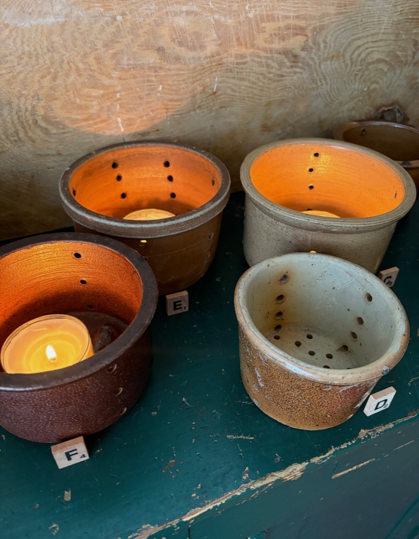 French Vintage Stone Faisselle Cheese Pots