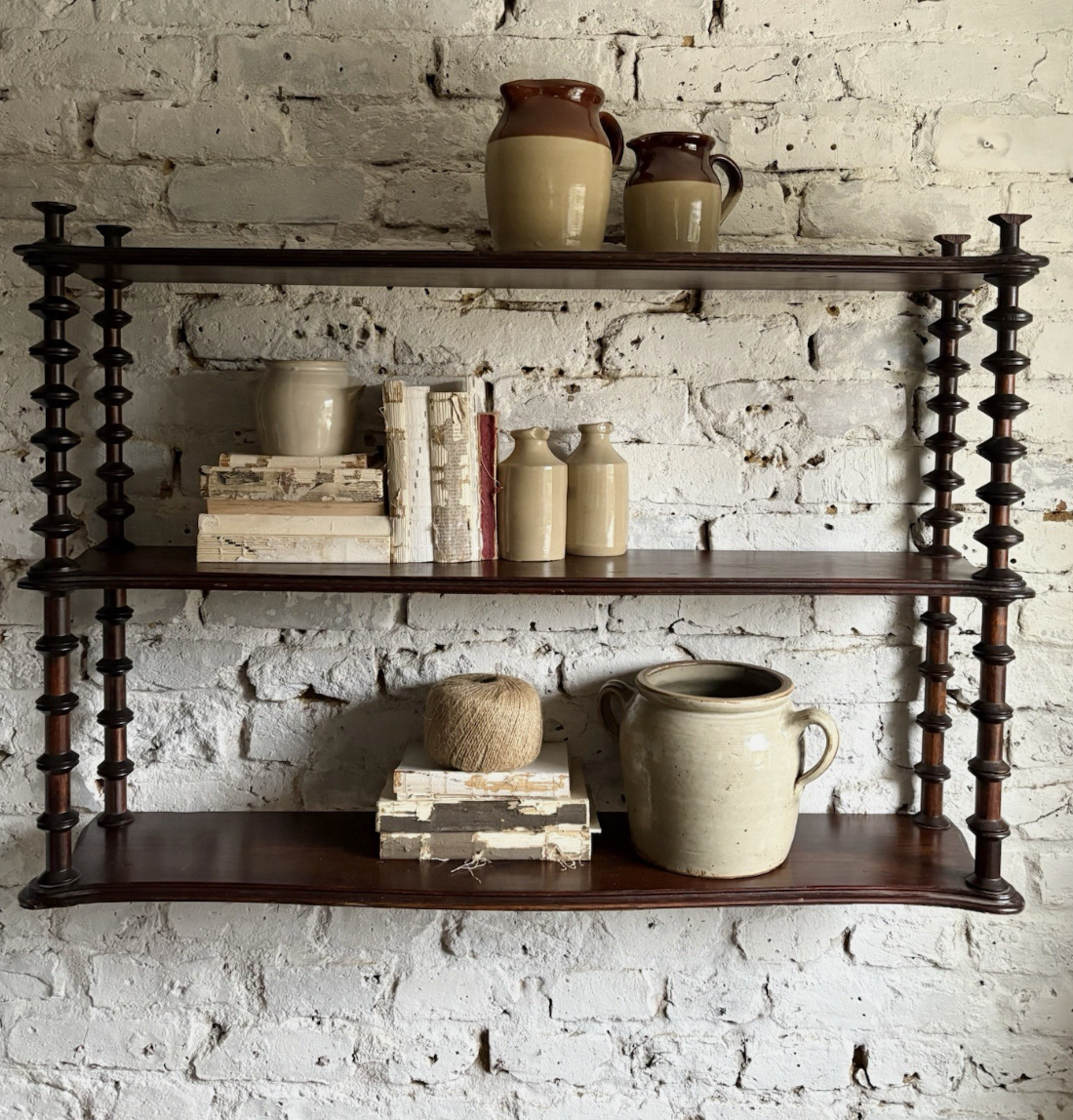 Large Antique French Cotton Reel Shelf