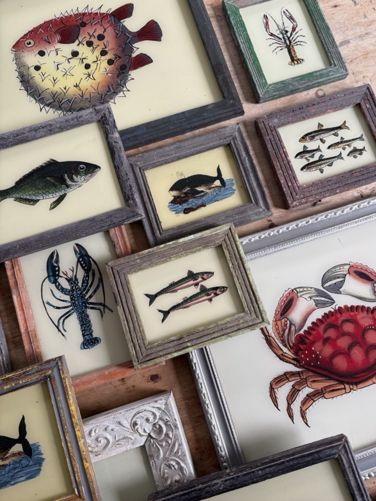 Aquatic Reverse Glass Paintings