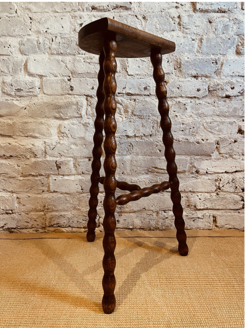 Tall Bobbin Leg Demi Lune French Stool