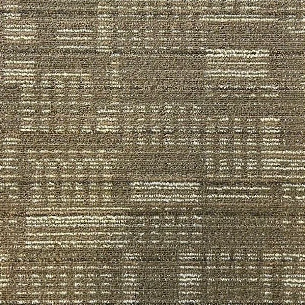 Brown textured carpet with a geometric pattern