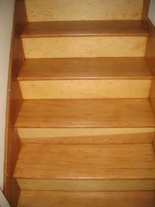 Wooden stairs with natural finish