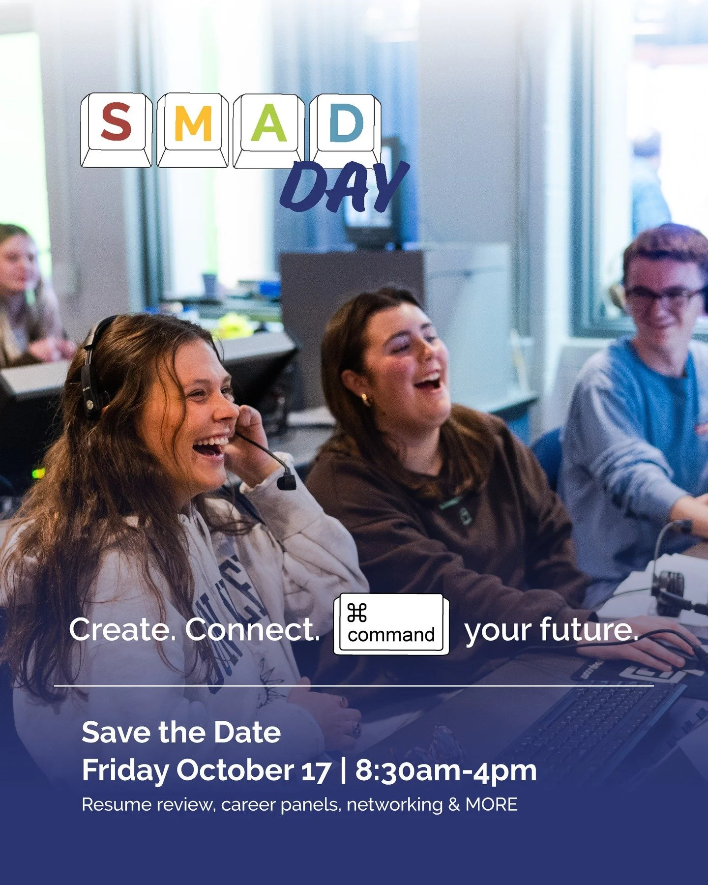 Save the Date: SMAD Day 2025 is Friday, October 17!
Join fellow students, alumni, and faculty for a day of career panels, portfolio and resume reviews, networking, and alumni reunions. From morning sessions in Taylor Hall to an afternoon of screening