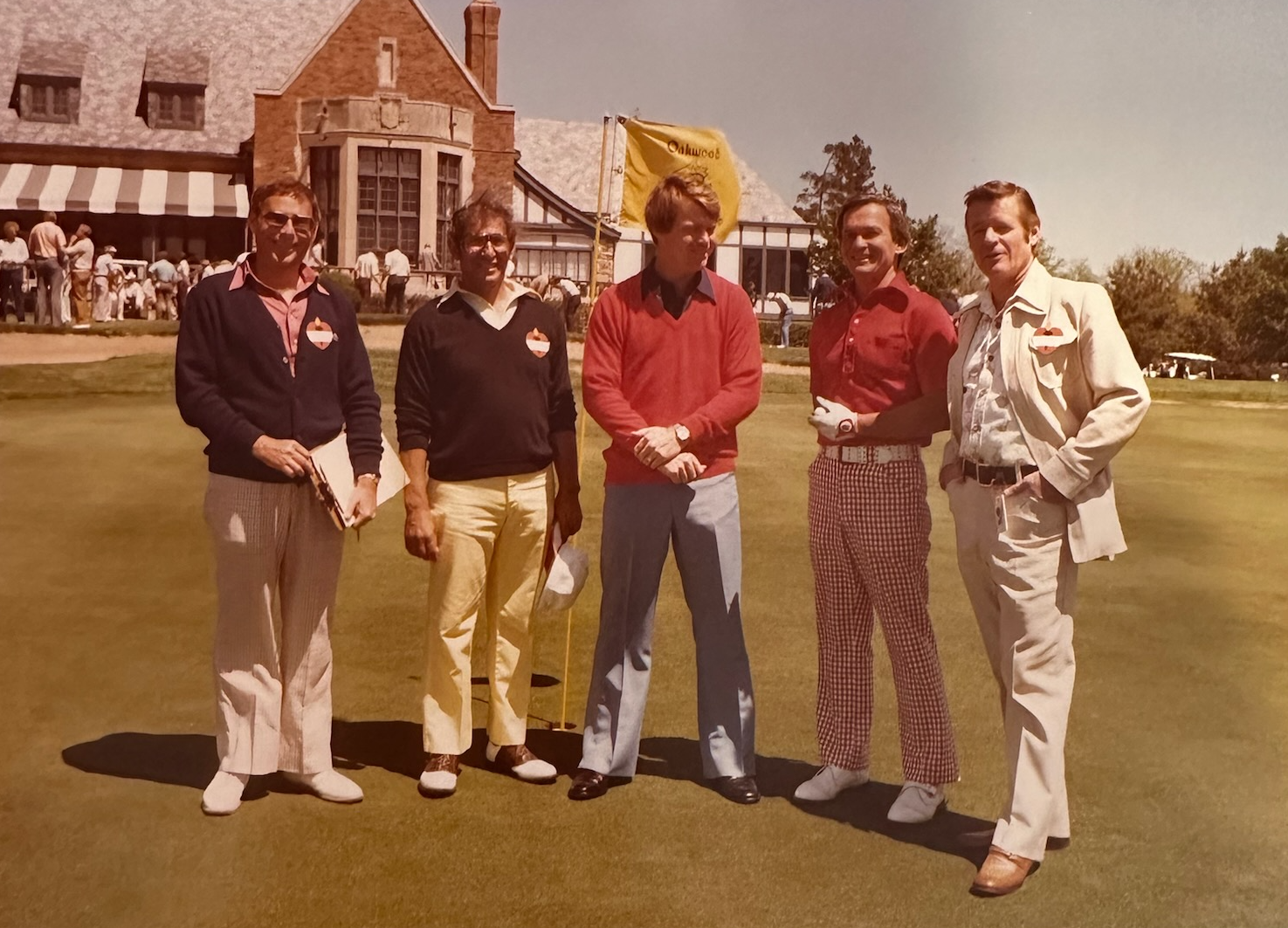 Heart of America Golf Tournament at Oakwood in 1977 and L-R Bill Sight, Ken Krakauer, Tom Watson, Walt McGinnis and Bruce Rice.