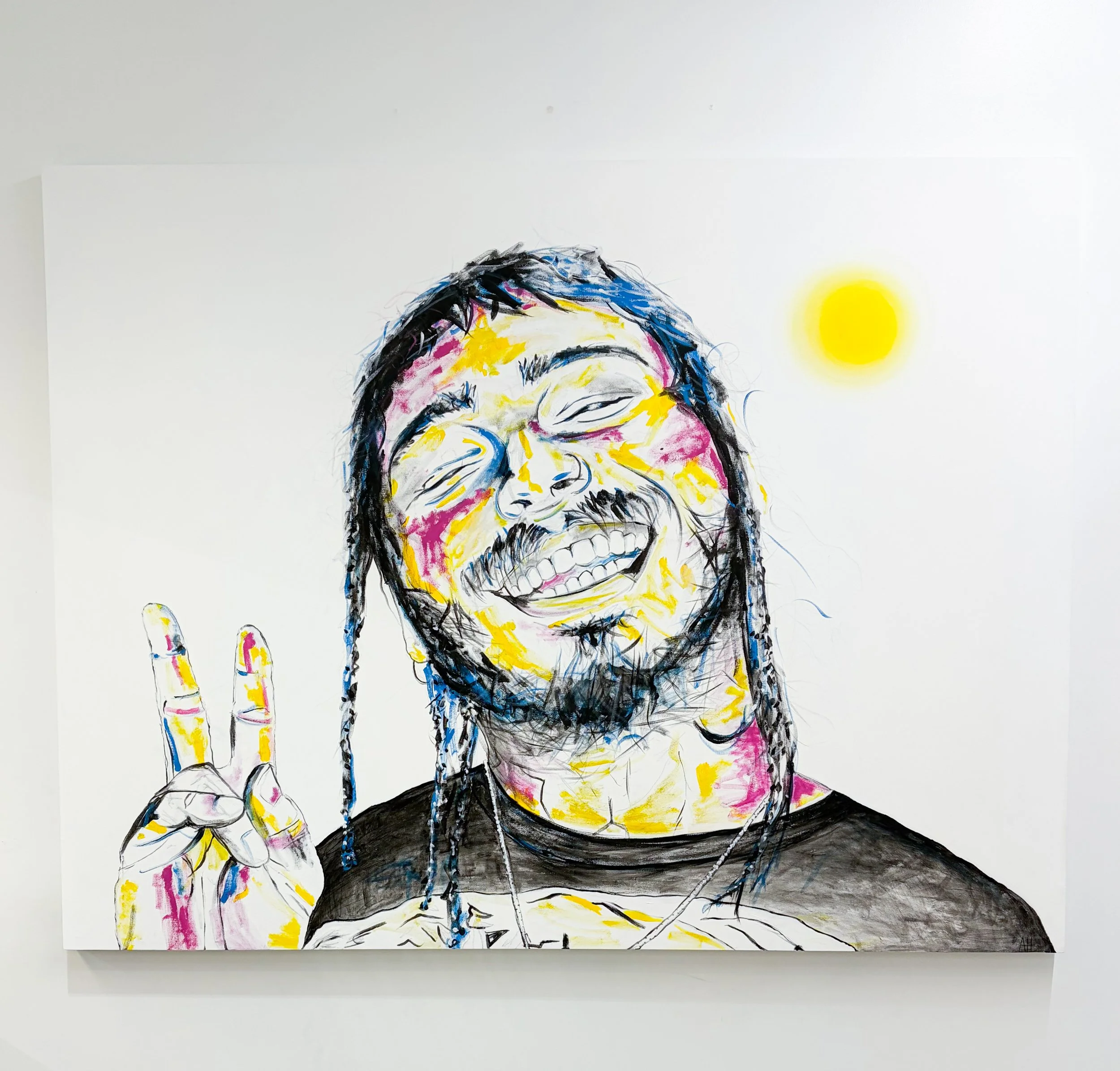 "posty"  
Austin Richard Post aka Post Malone  
74” x 58” acrylic paint on canvas