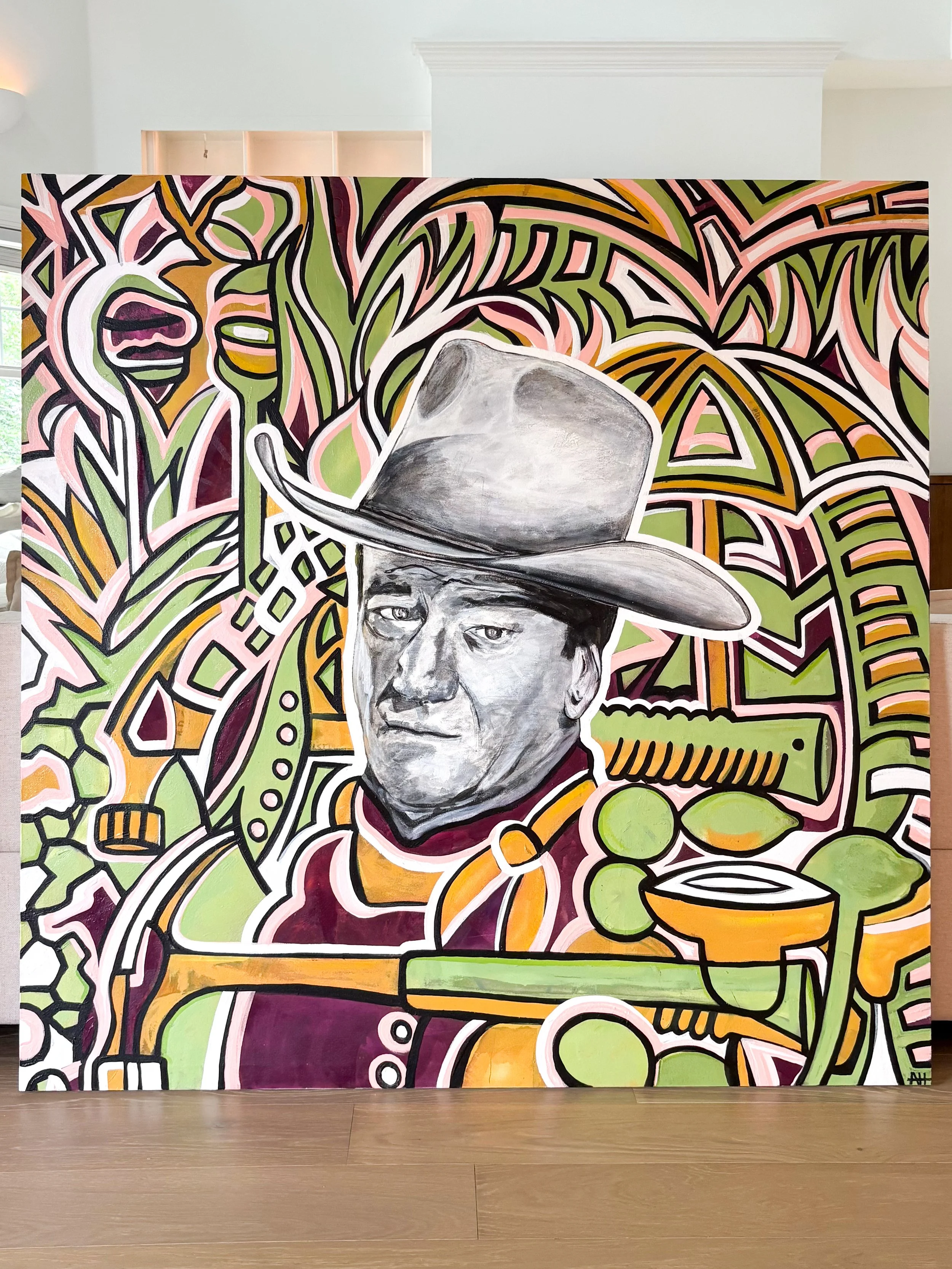 "9 to 5"  
John Wayne  
58” x 58” acrylic, spray & oil paint on canvas
