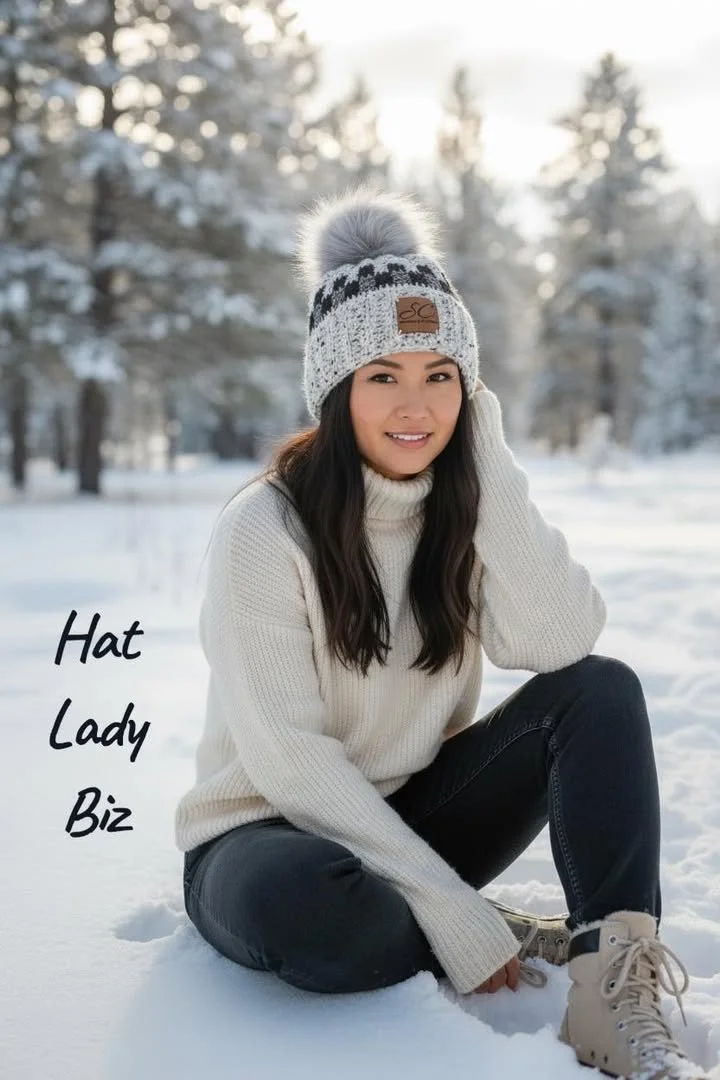 Buffalo Plaid Hats with Pom