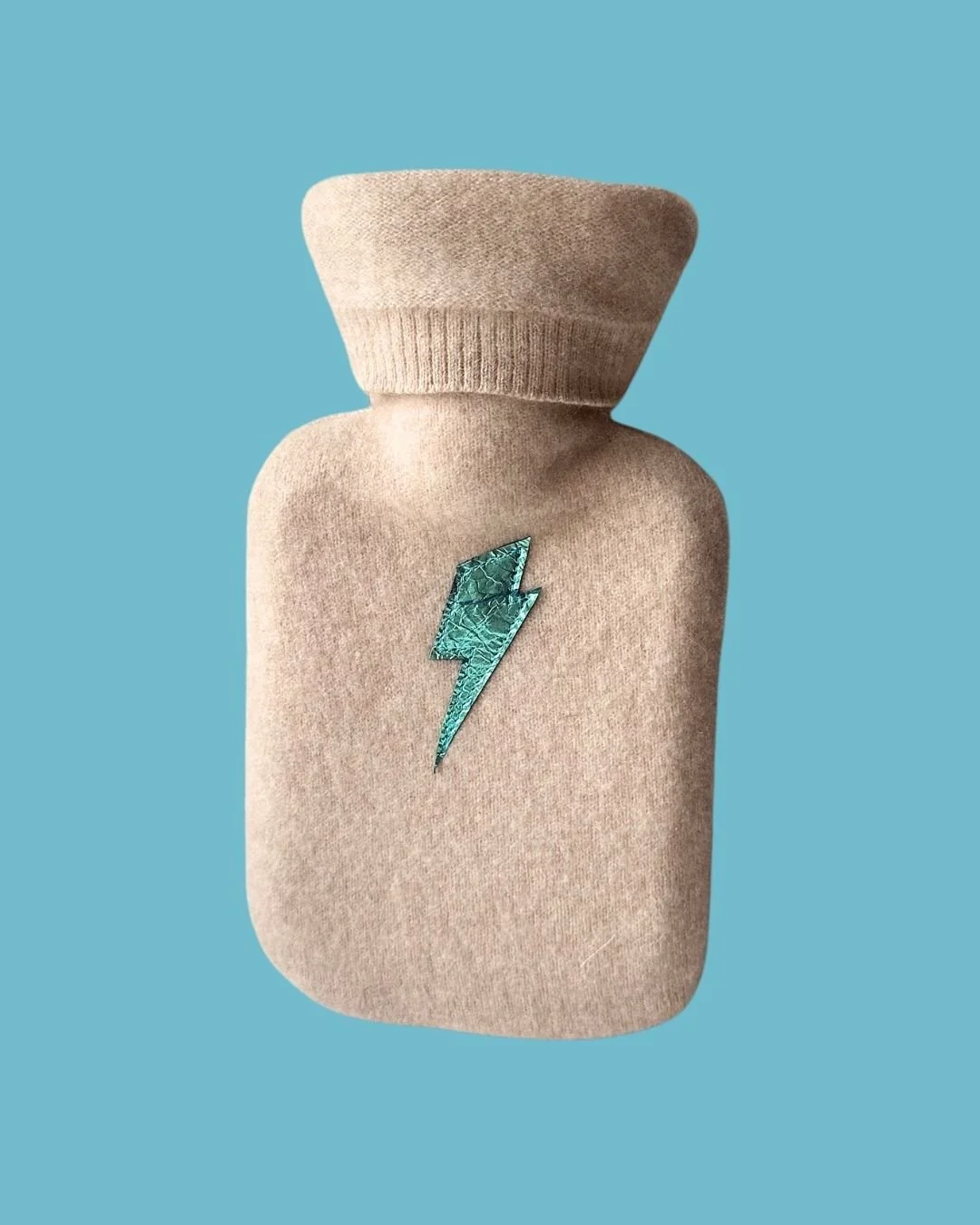 Cream-with-bluemetallic- Lightning Bolt Mini Cashmere Hot Water Bottle-ChloeHaywoodLondon.jpg