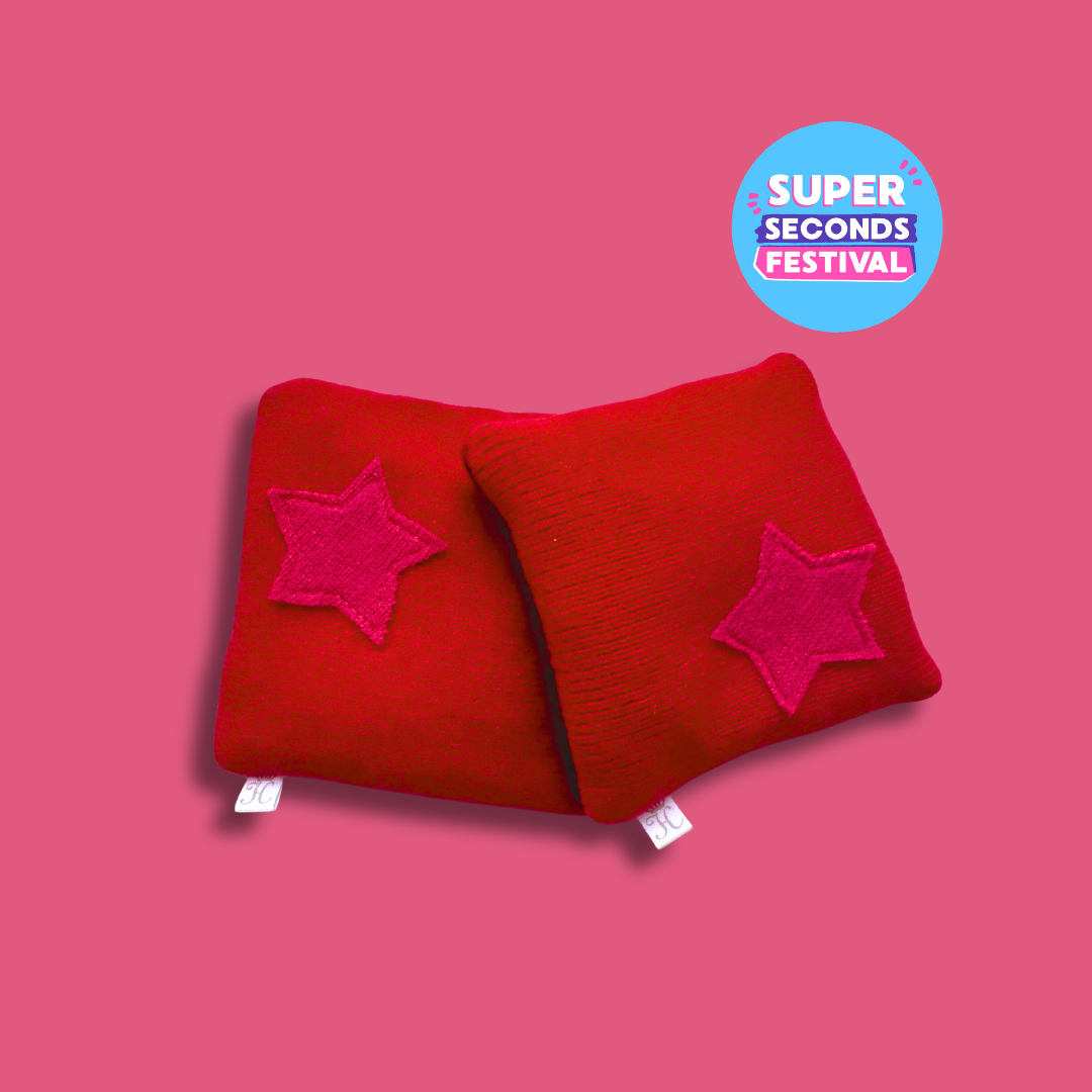 Star Cashmere Hand Warmer (Pair) : Red and Pink