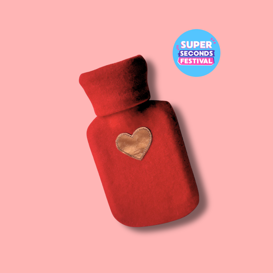 Mini Heart Cashmere Hot Water Bottle (Red & Bronze)