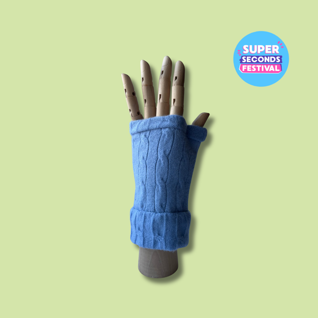 Luxury Upcycled Cashmere Mitts (Baby Blue)