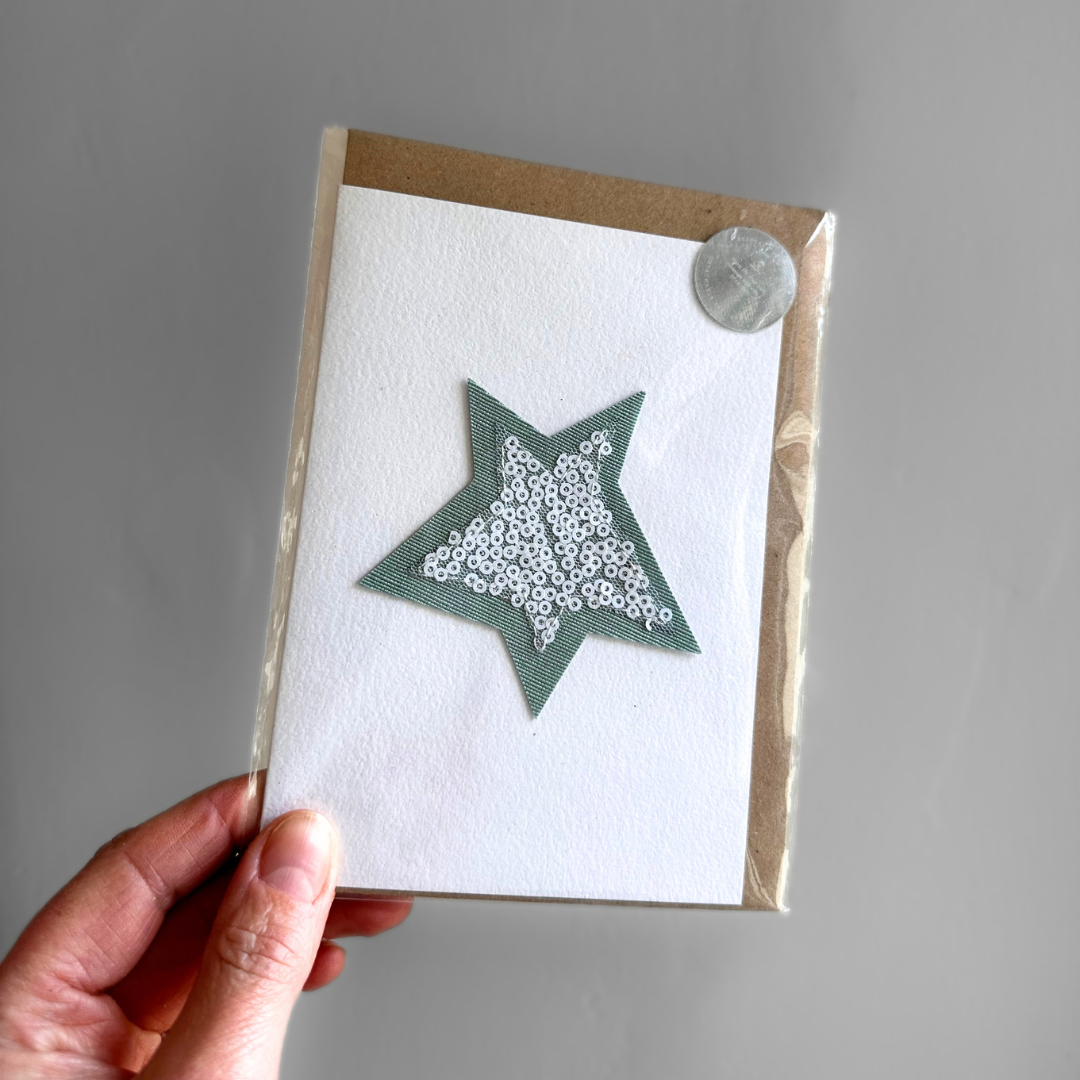 Sequin Star Applique Keepsake Greetings Card