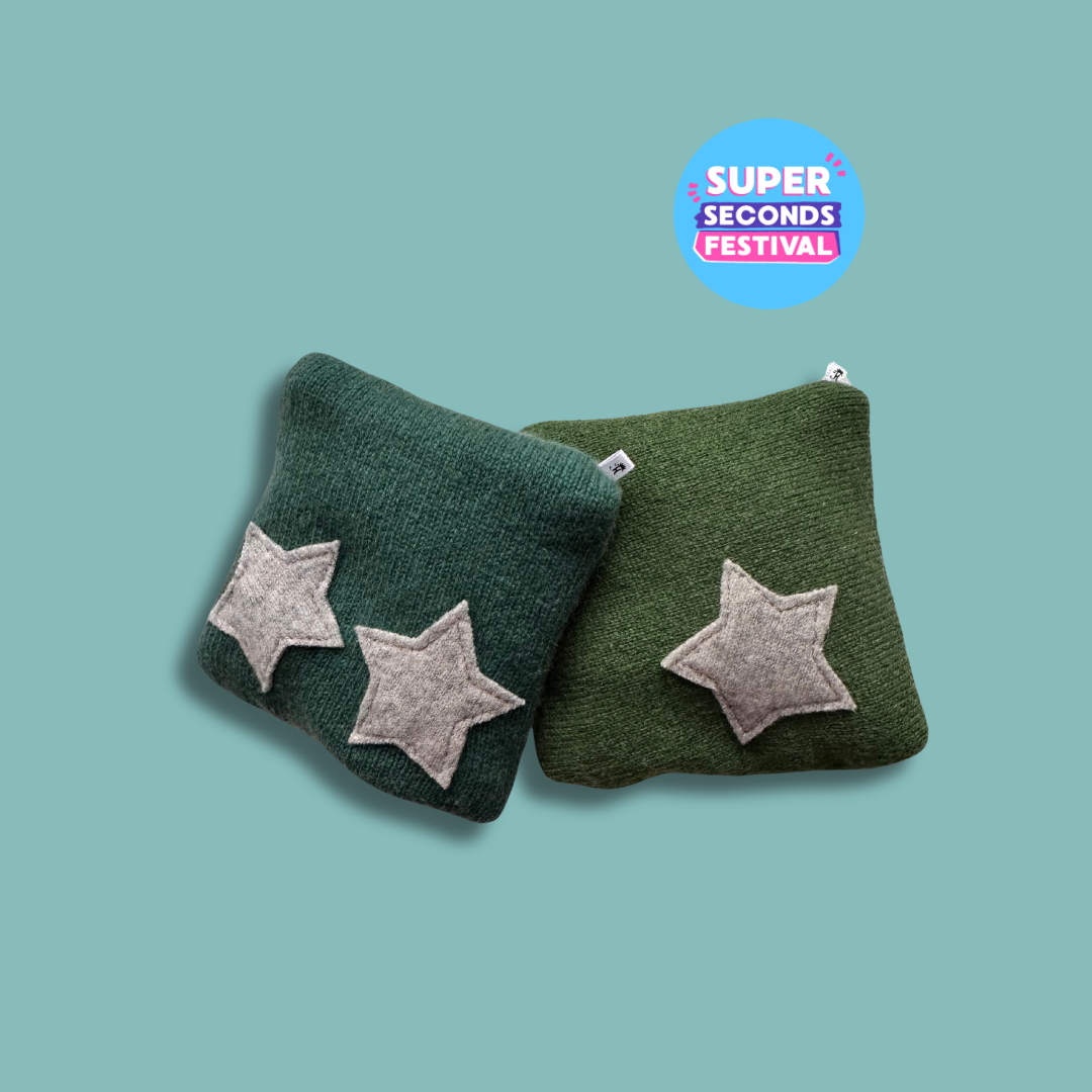 Star Cashmere Hand Warmer (Pair) : Green & Grey