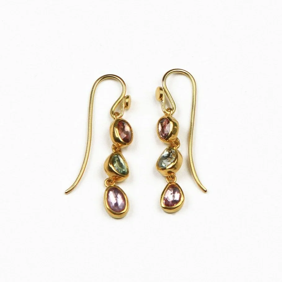3 TIER MULTI SAPPHIRE EARRINGS