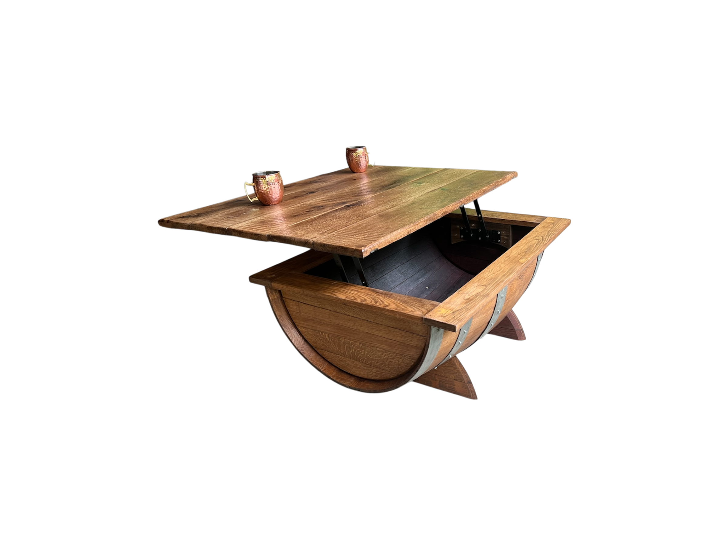 Hinge Top Barrel Coffee Table