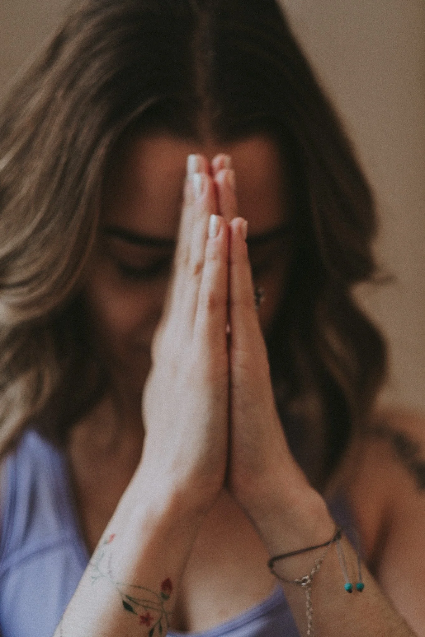 Catarina in meditation with eyes closed