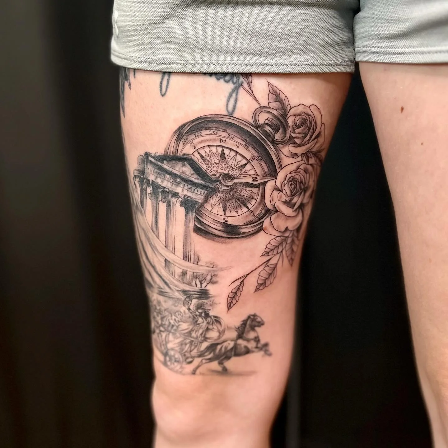 Lauren pt. 3!✨ Another session done on this badass greek inspired leg sleeve!!🧭🌹

Thanks for looking!🖤

(tags) #art #artist #tattoo #tattooartist #tattooart #greektattoo #legsleeve #compasstattoo #rosetattoo #legtattoo #microrealismtattoo #microre