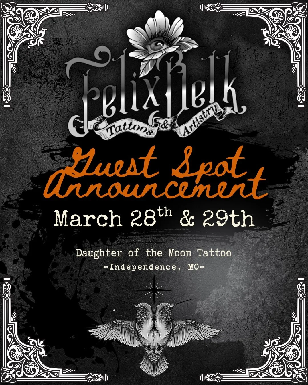KC area clients!!✨I am so excited to announce that I am coming back to guest spot at @daughterofthemoontattoo on March 28th &amp; 29th!

If you&rsquo;d like to reserve a spot, shoot me a DM or fill out the tattoo inquiry form on my website felixbelk.