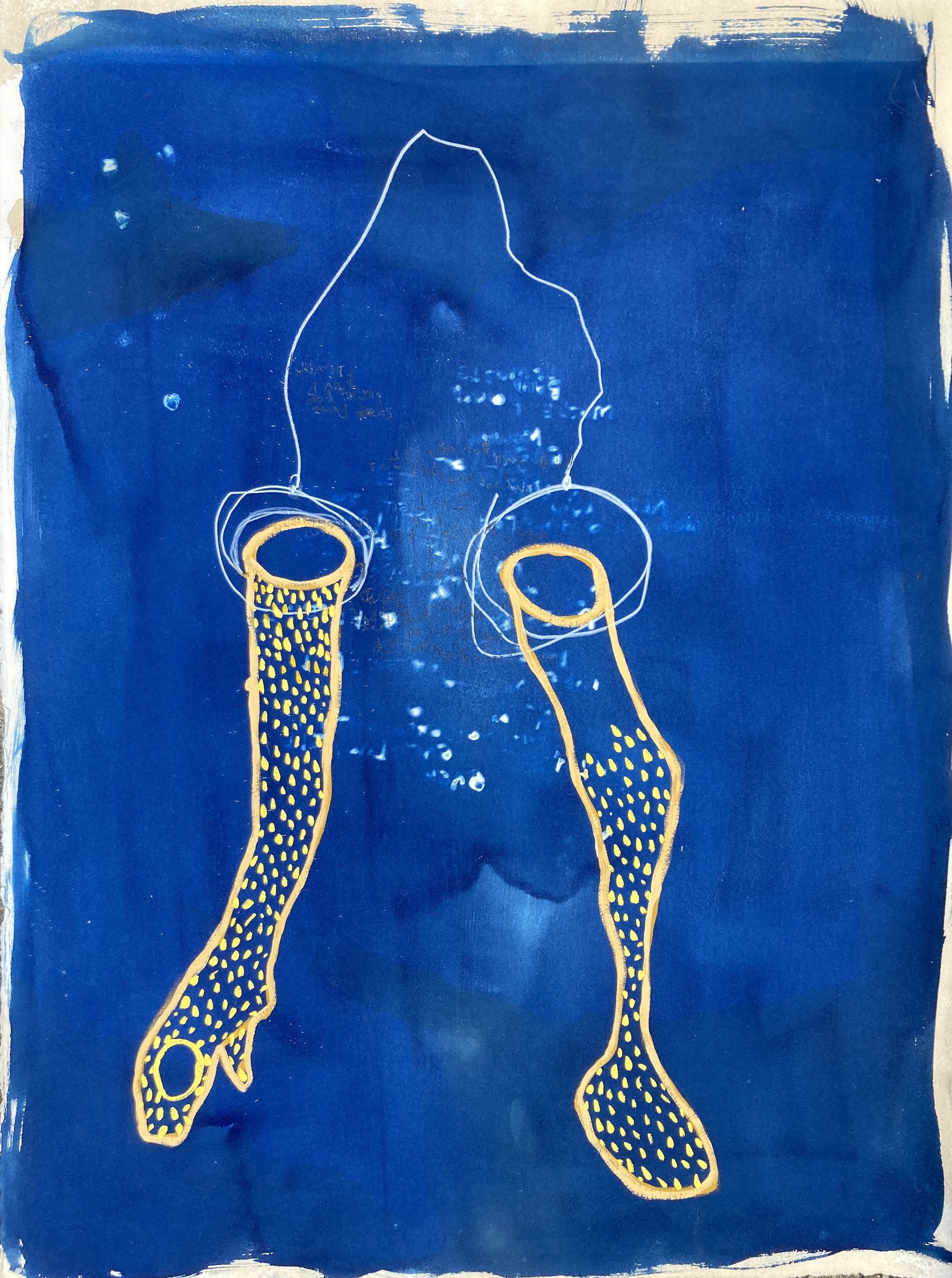 Celestial Animism 3, 2021. Cyanotype, gouache, graphite on paper, 22 x 30 inches