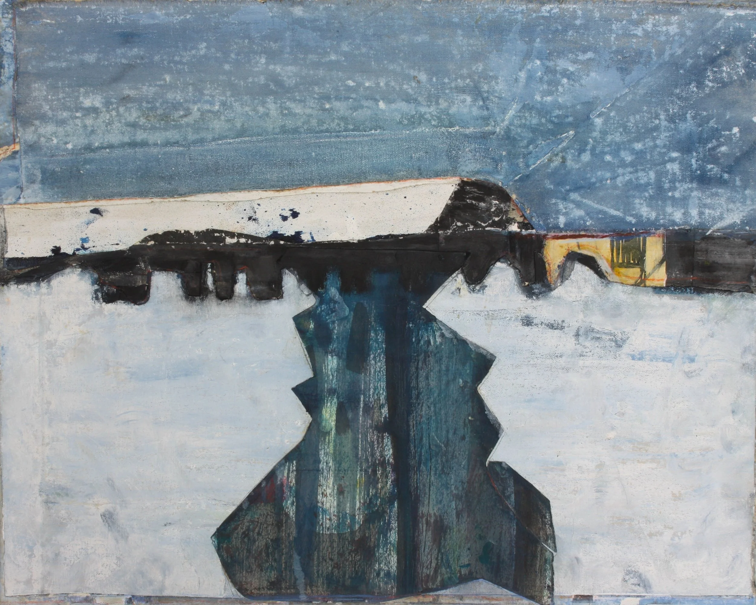 Old Reliable, 2026, oil collage on panel, 16 x 20 inches