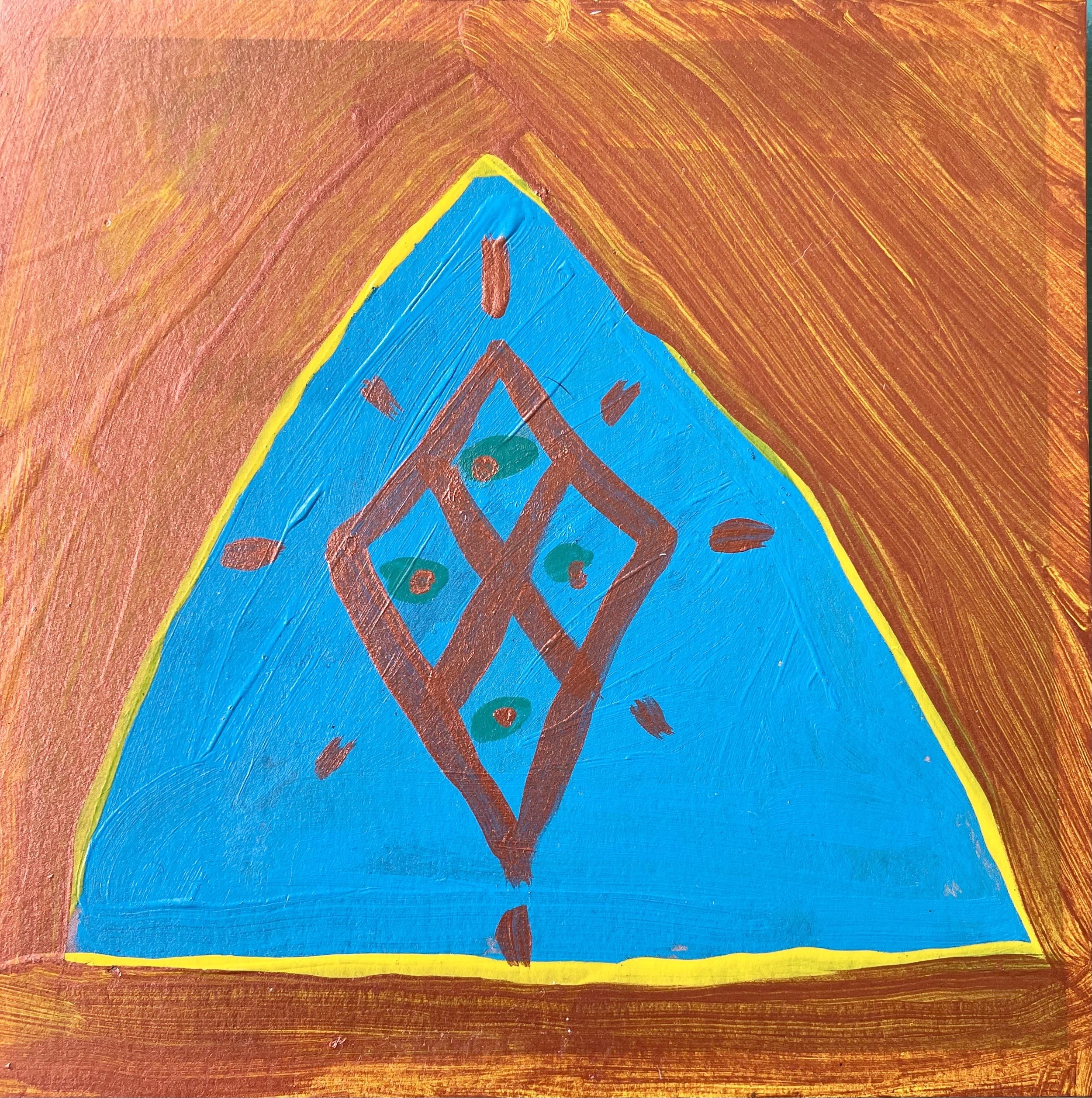 Diamond Window, acrylic paint on paper, 5 x 5”, 2025, $175