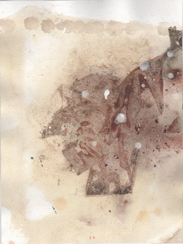 note thirteen, mixed media on 140 lb. Fabriano watercolor paper, 9 x 12” framed