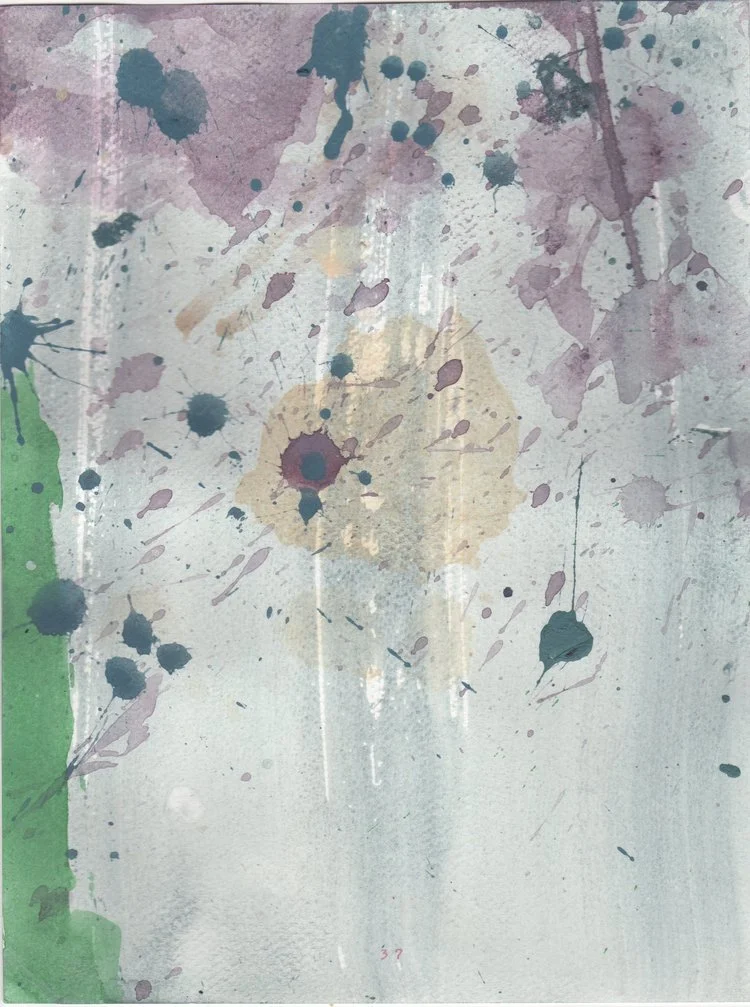 note nine, mixed media on 140 lb. Fabriano watercolor paper, 9 x 12” framed