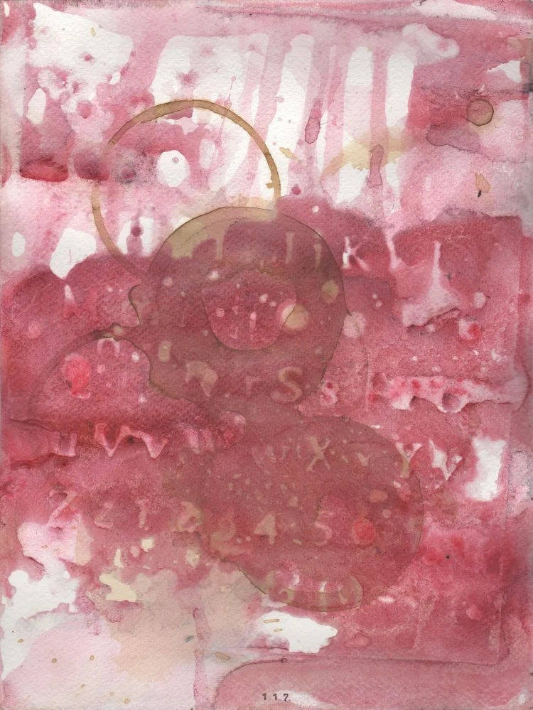 note  nineteen, mixed media on 140 lb. Fabriano watercolor paper, 9 x 12” framed