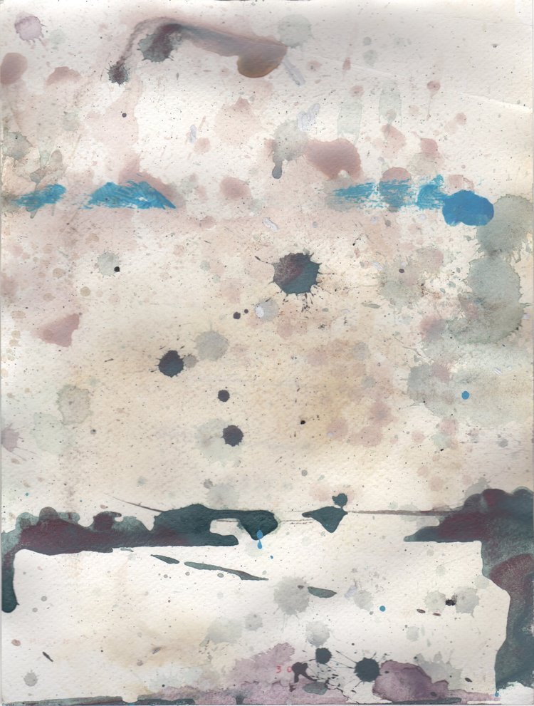 note eighteen, mixed media on 140 lb. Fabriano watercolor paper, 9 x 12” framed