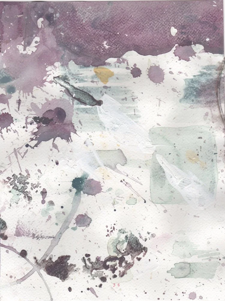 note eight, mixed media on 140 lb. Fabriano watercolor paper, 9 x 12” framed