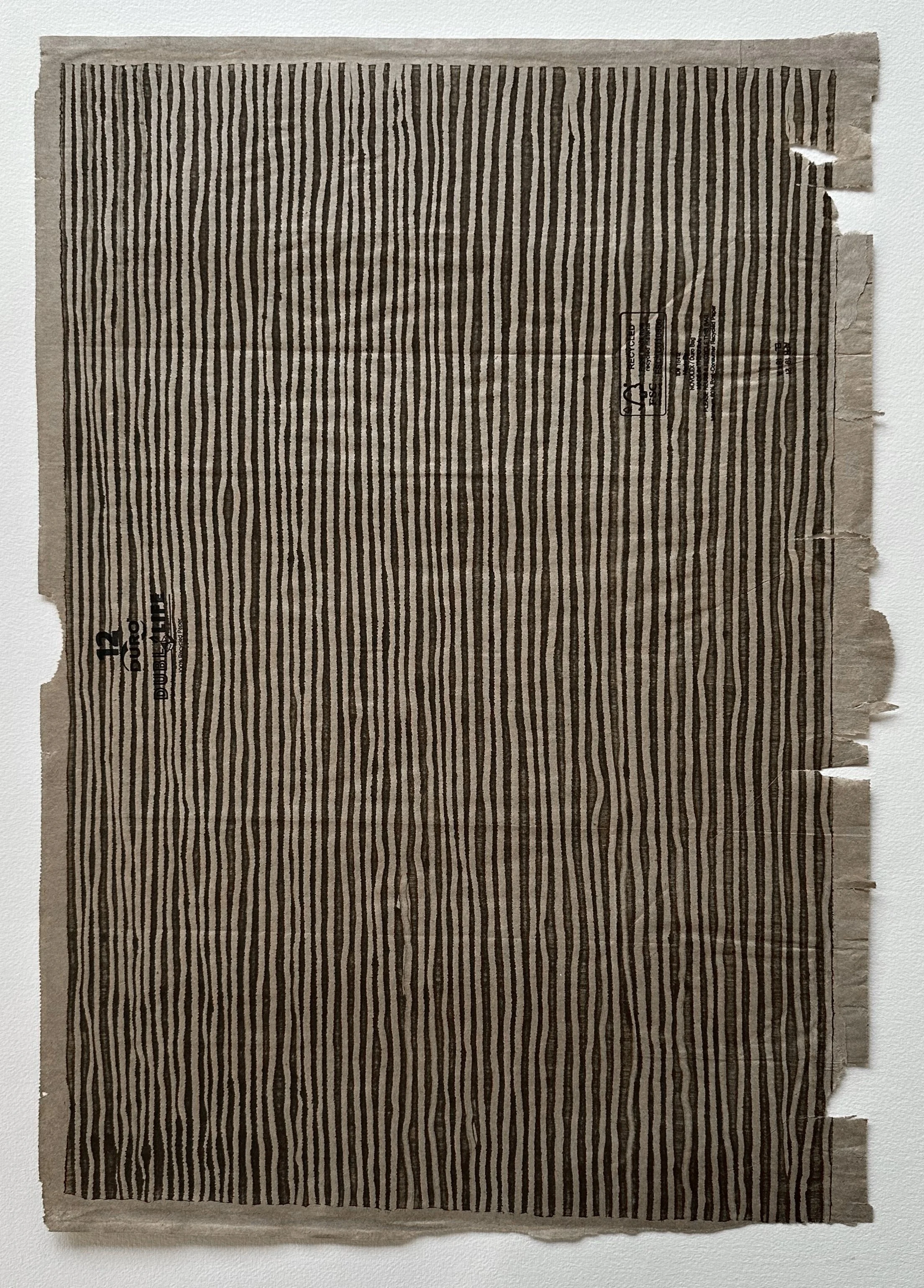 Number 06, 2021, Monotype on paper bag, 24 x 16-3/4 inches