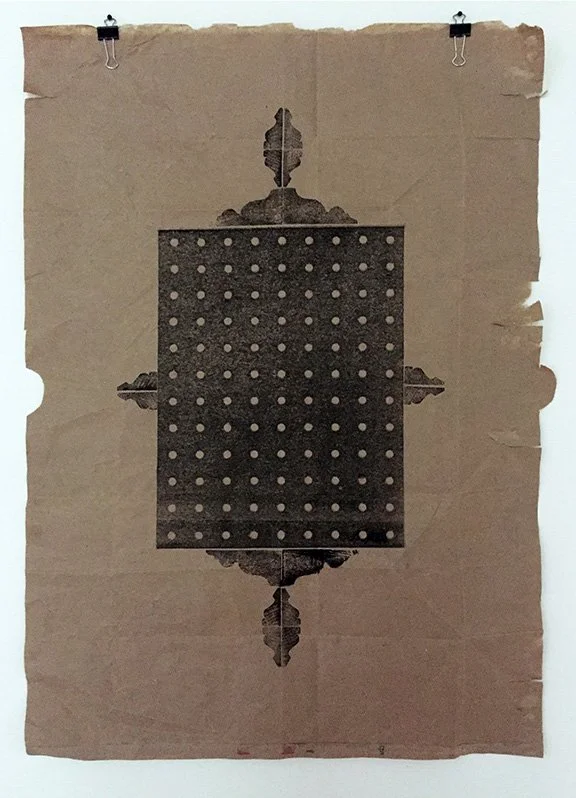 Number 01, 2017, Monotype on paper bag, 27-1/4 x 20 inches
