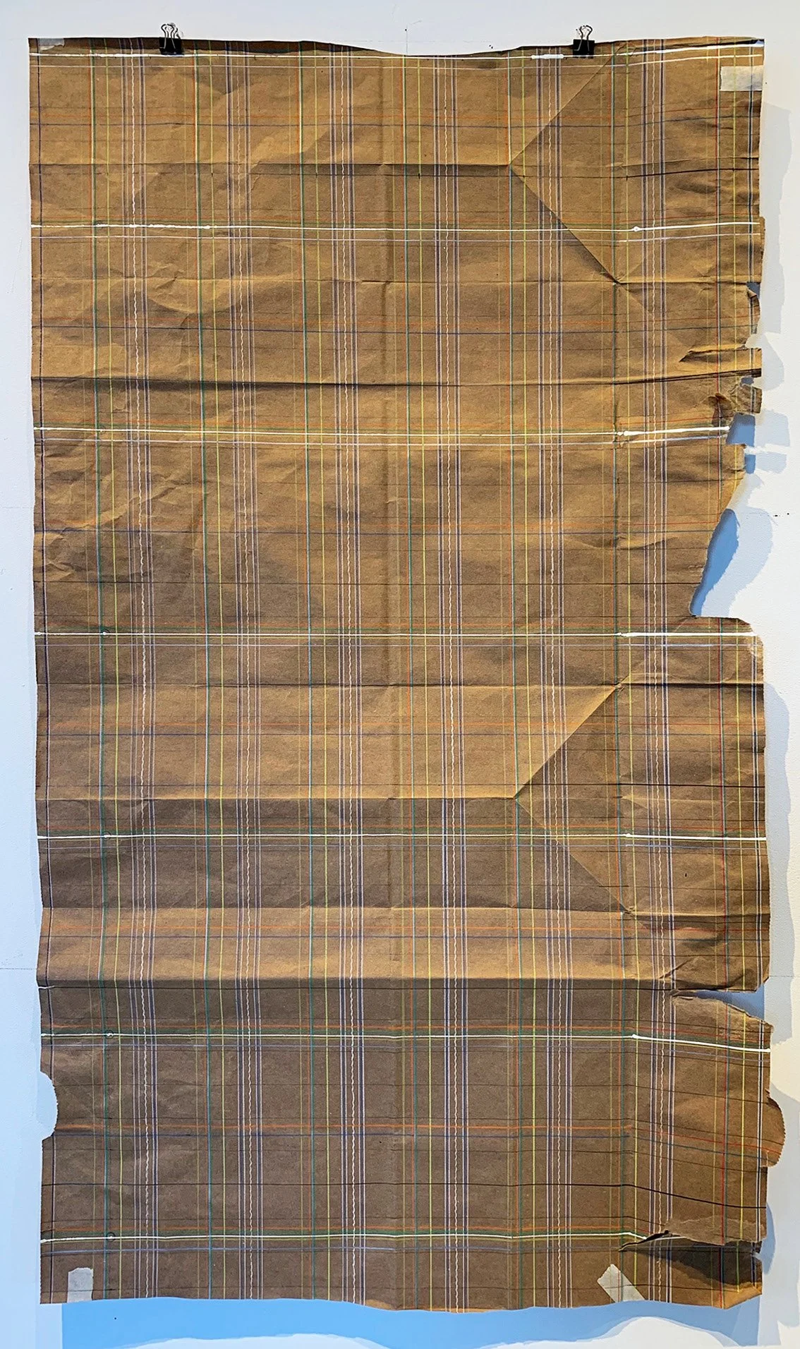 Number 09, Foreseeable Future, 2019, Graphite, colored pencil, and white-out on paper bag