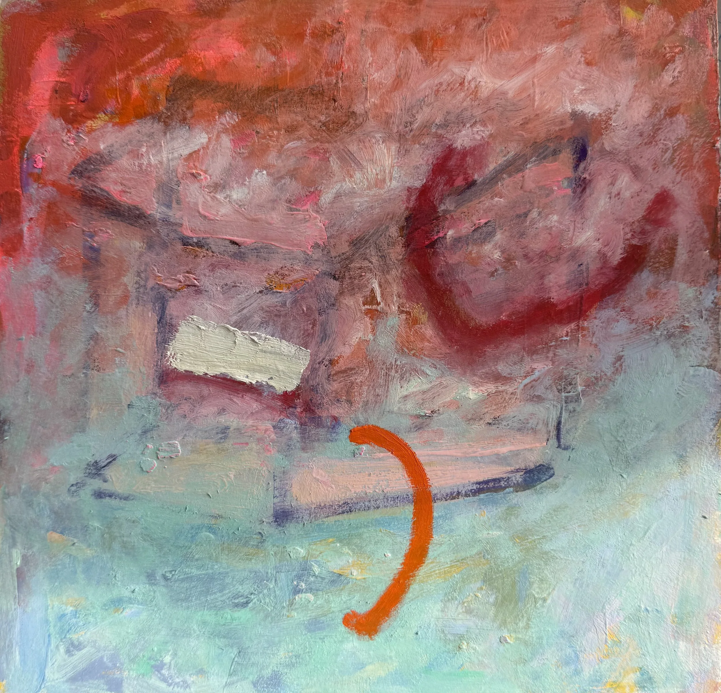 Showing Up 46, 2025, gouache on paper on panel, 10.5 x 10.5 x 1 inches