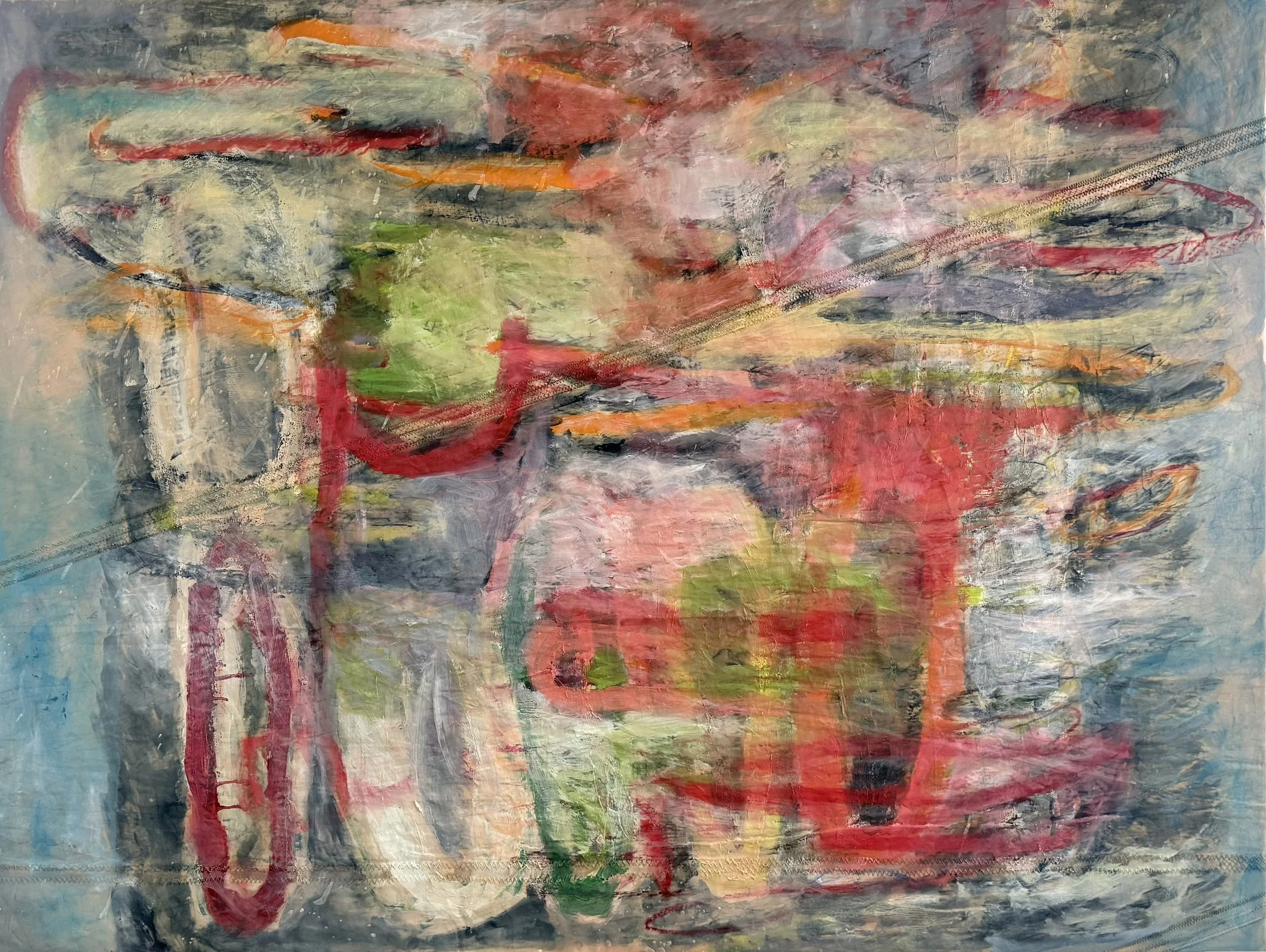 Showing Up 30, 2026, oil on stretched on sailcloth, 46 x 65 inches