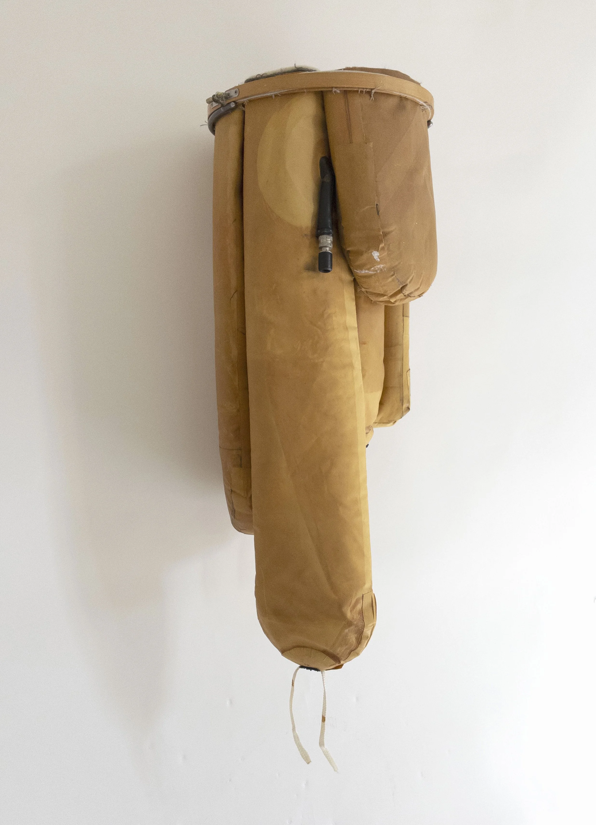 Dependant, 2026, vinyl, wood, wool, cotton, 30 x 11 x 11 inches