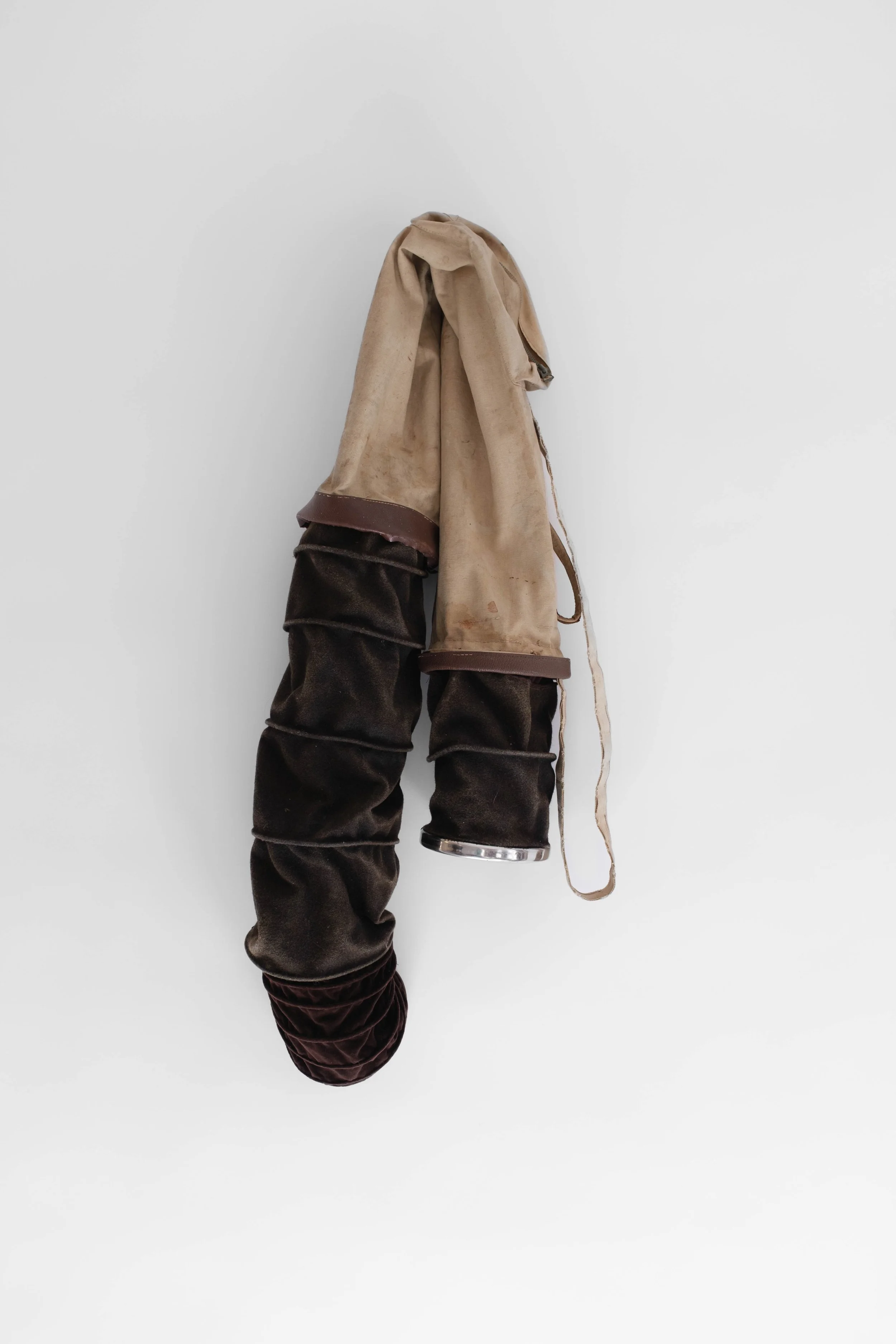 Crepuscular Vision, 2024, wool, cotton, glass, bitumen,&nbsp;36 x 12 x 7 inches