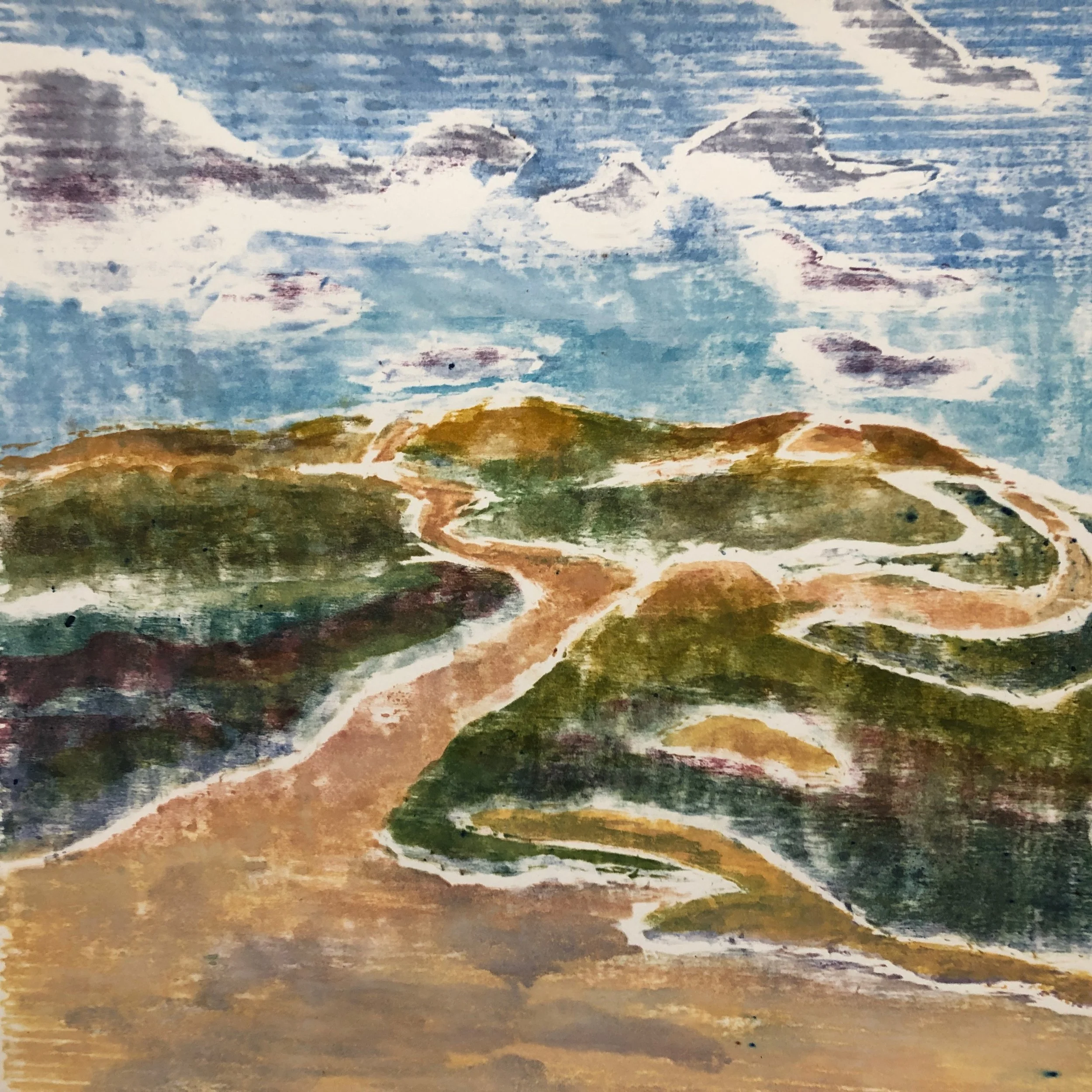 Ocean Bluff (11x11”) White Line, $350